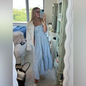 100% Organic Cotton Gauze Smocked Sleeveless Maxi Dress